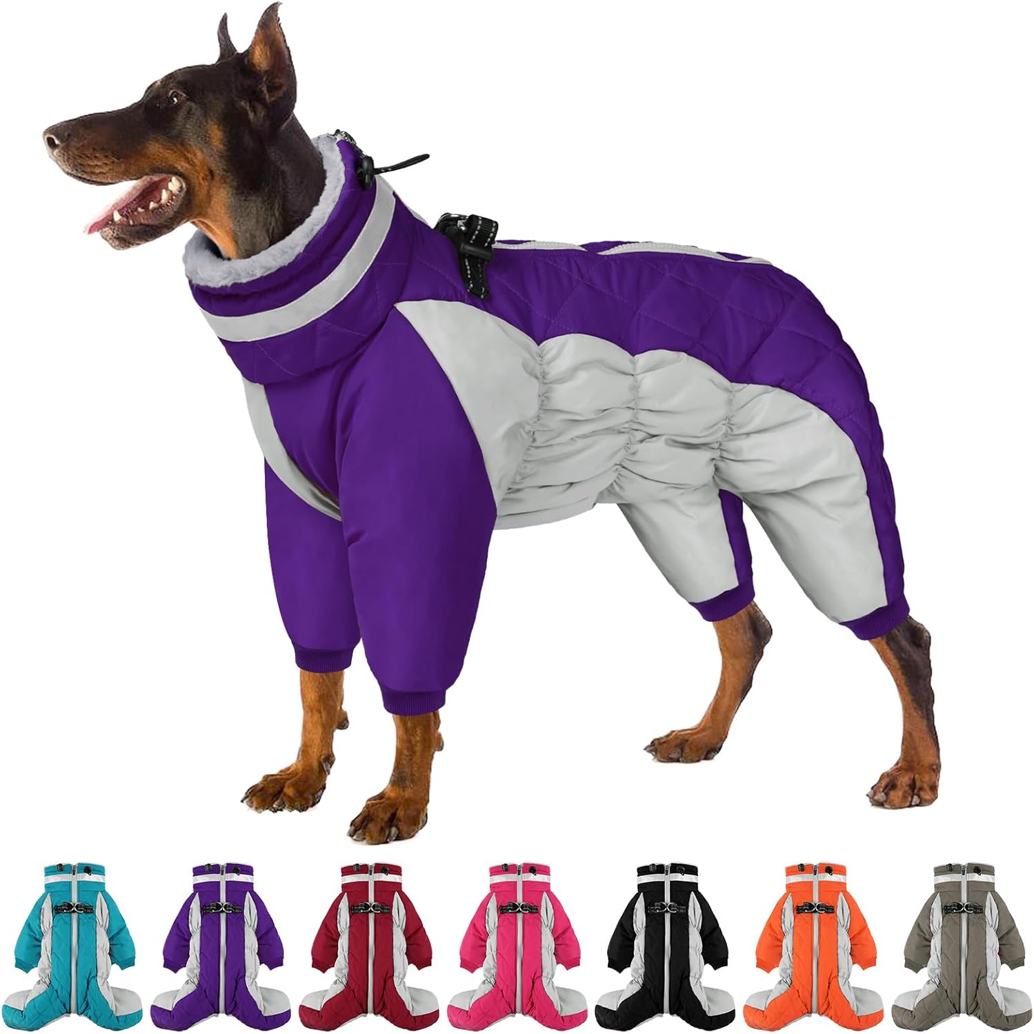 SUNFURA Purple Large Dog Coat - Water-Resistant Winter Jacket