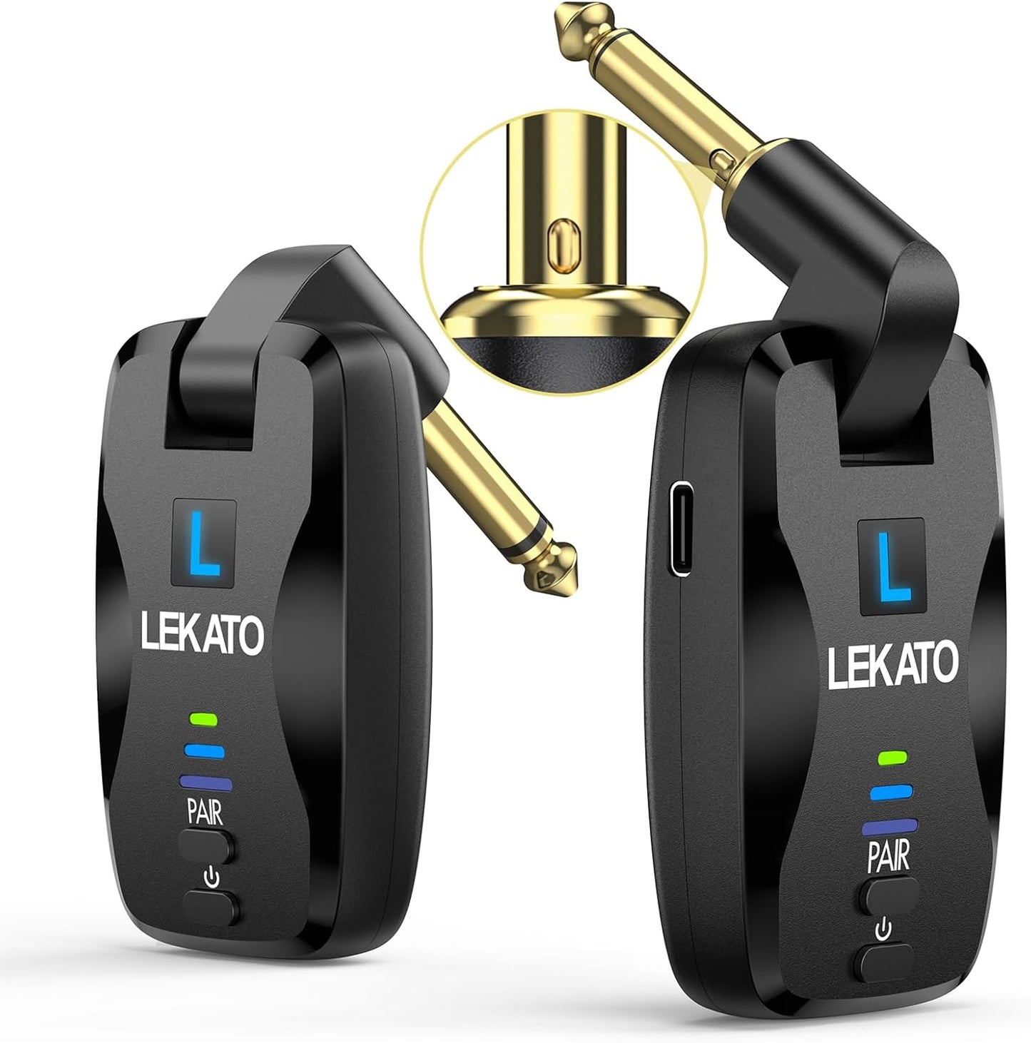 LEKATO Wireless Guitar System with Mute Plug for Electric Bass