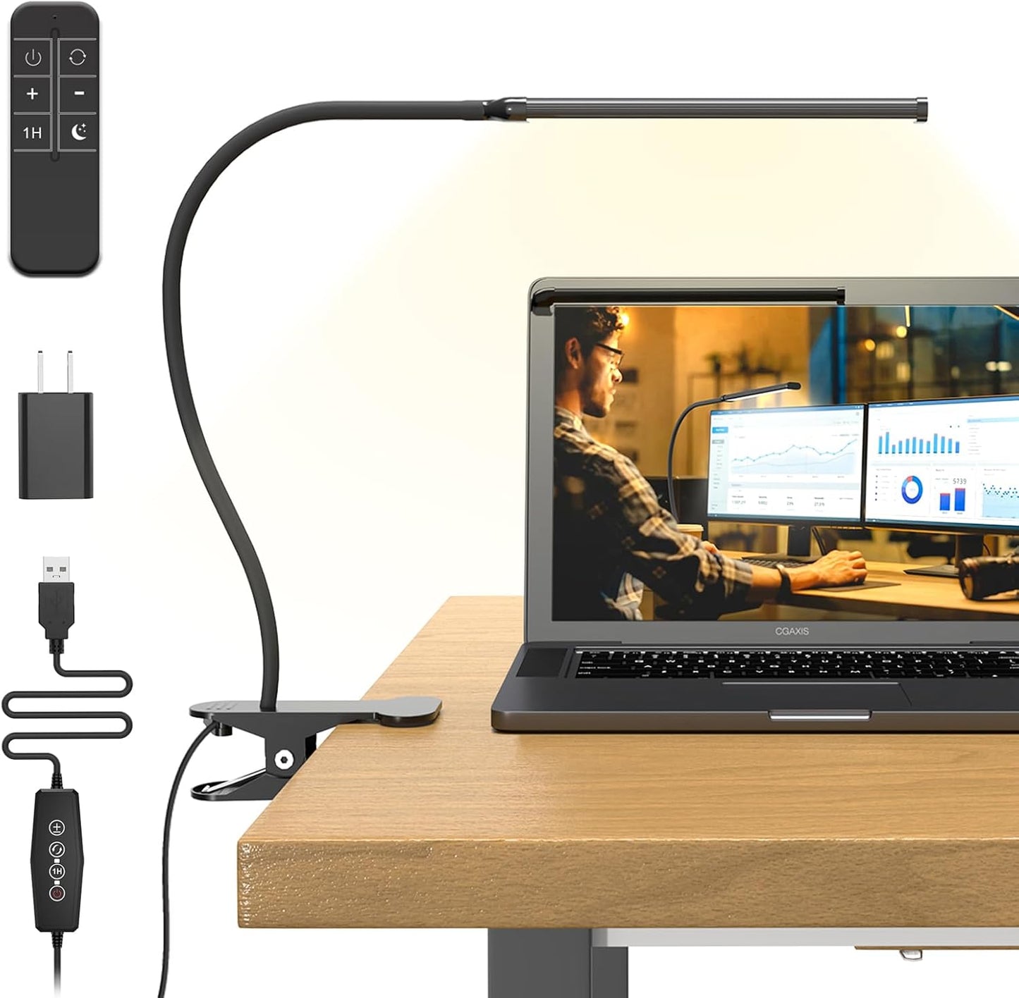 Flexible Gooseneck Clamp Lamp - 3 Color Options, Eye-Caring Dimmable Light