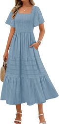 MEROKEETY Women's 2025 Summer Flowy Midi Maxi Dress - Flattering