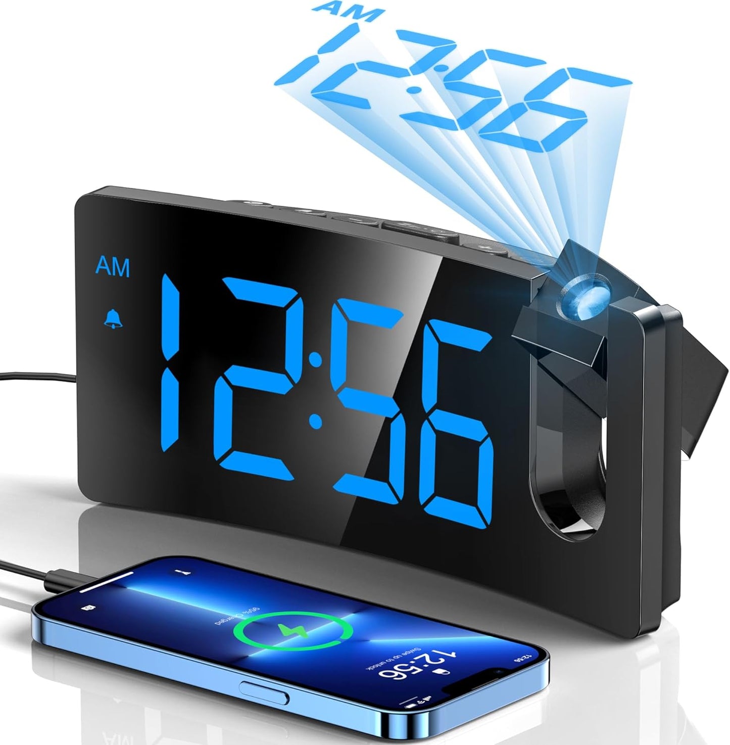 GOLOZA Projection Alarm Clock: Clear Display, Rotatable Projector