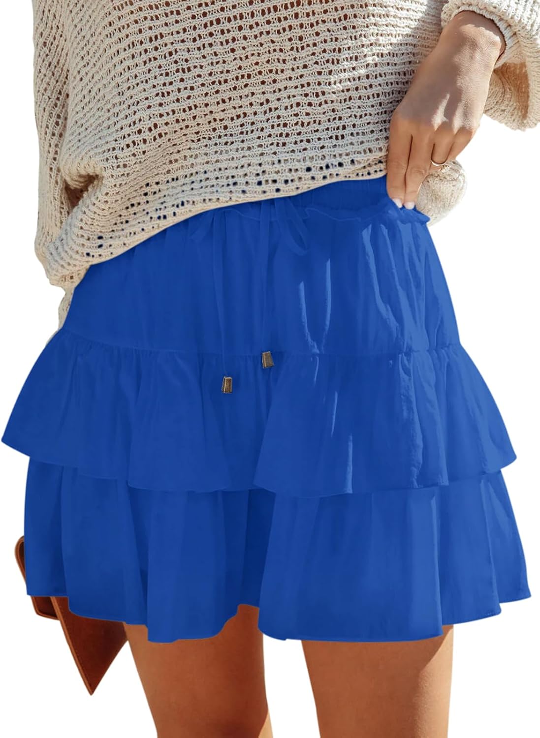 Flowy Shorts for Women Boho Ruffled Tiered Skorts Casual Wear