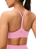 Womens Y Back Padded Sports Bra Strappy U Neck - Butter Soft Support