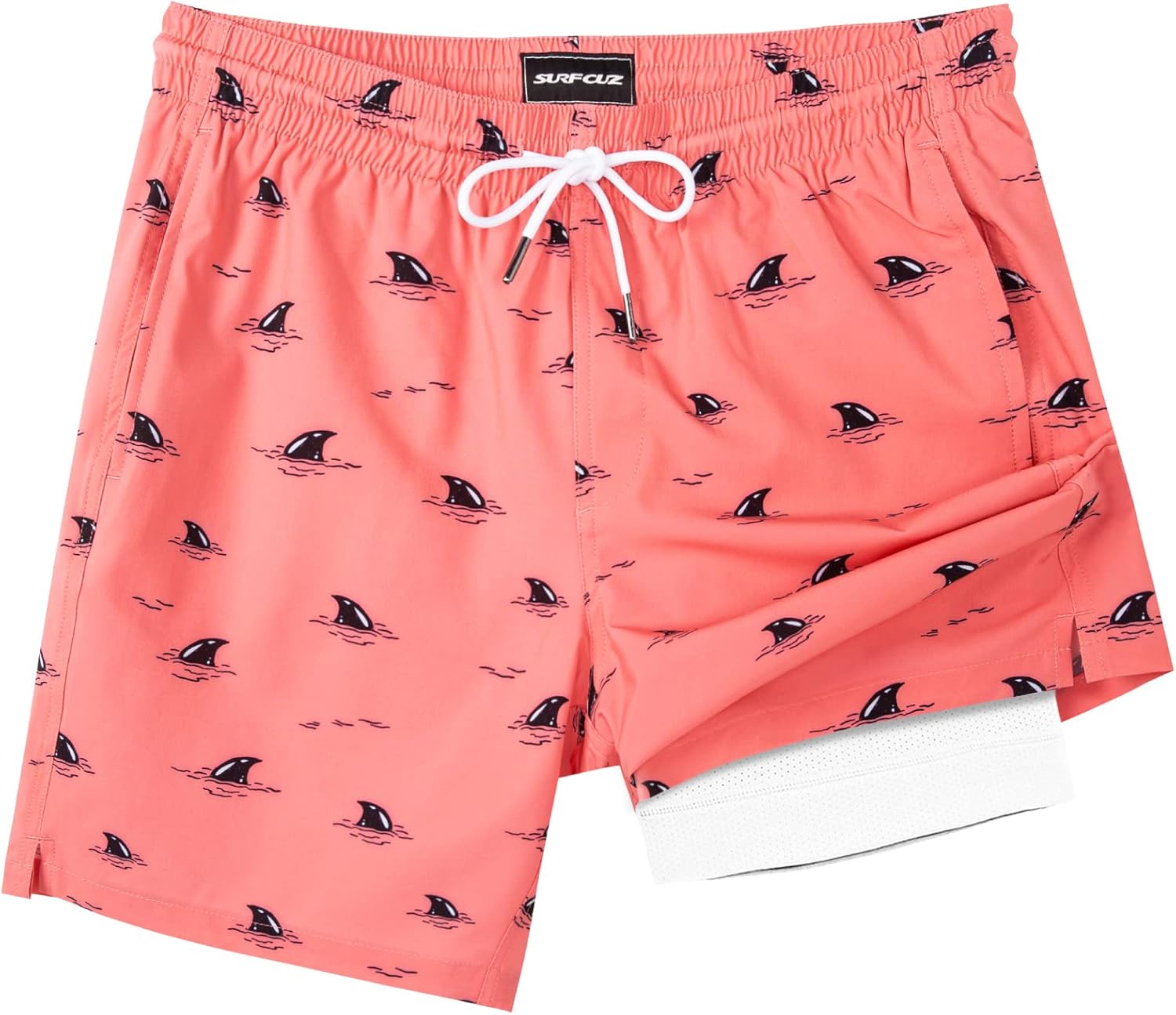 Quick Dry 7 Inch Mens Swim Trunks with Compression Liner