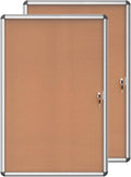 36x24 Enclosed Bulletin Board 2 Pack - Lockable Weather-Resistant Cork
