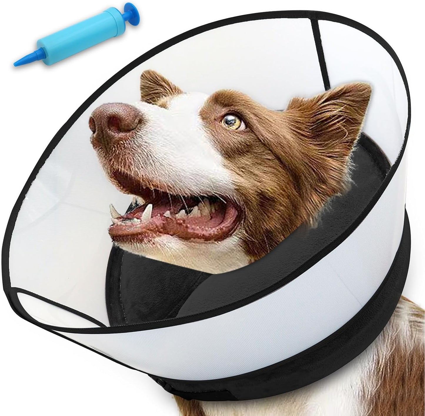 2-in-1 Inflatable Dog Cone Collar with Detachable Shield for Comfort