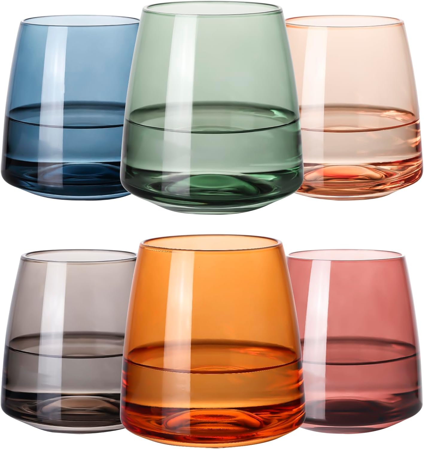 Stemless Colored Wine Glasses Set of 6 for Every Occasion