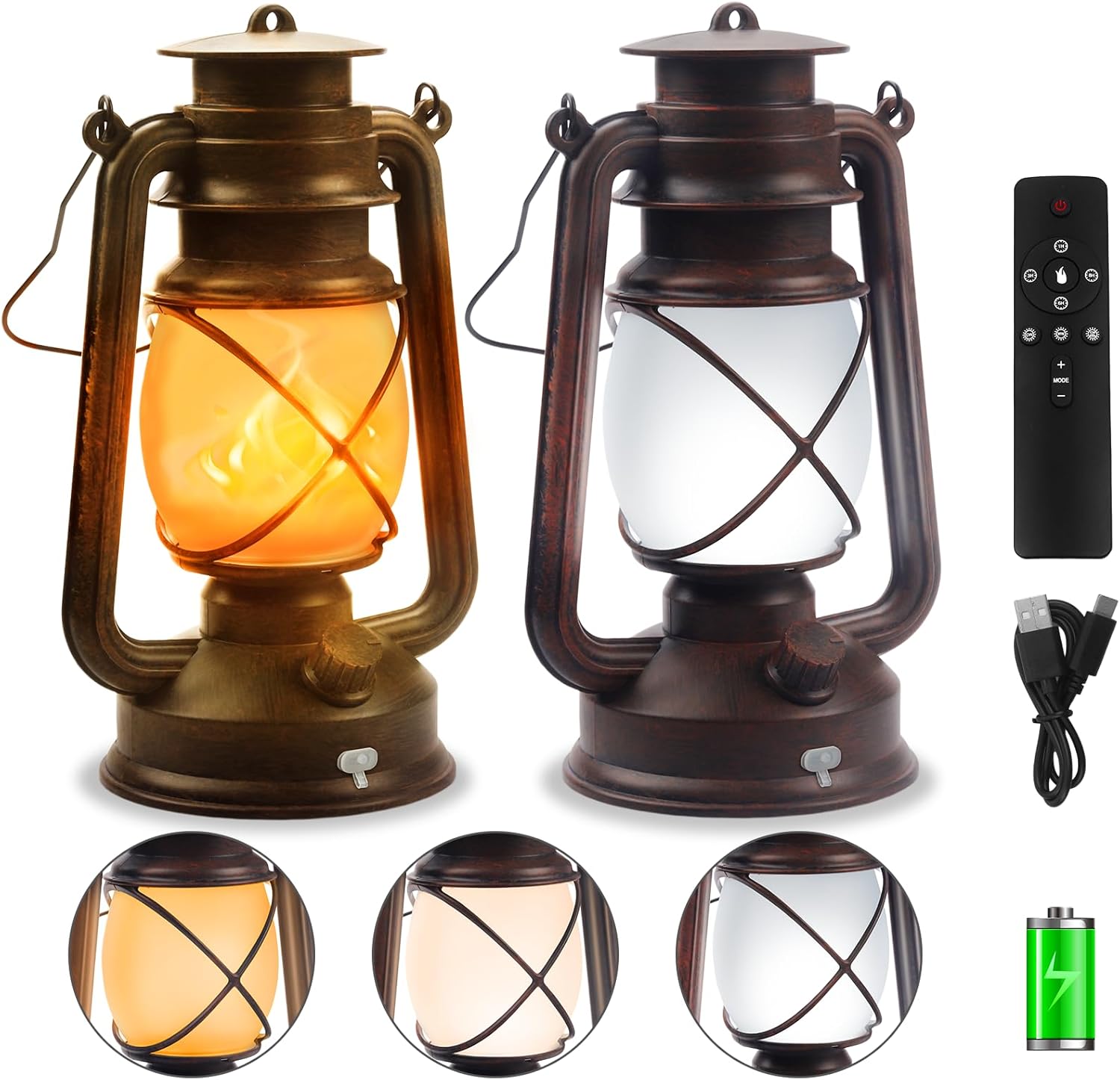Vintage 4 Modes LED Lanterns for Outdoor and Indoor Use