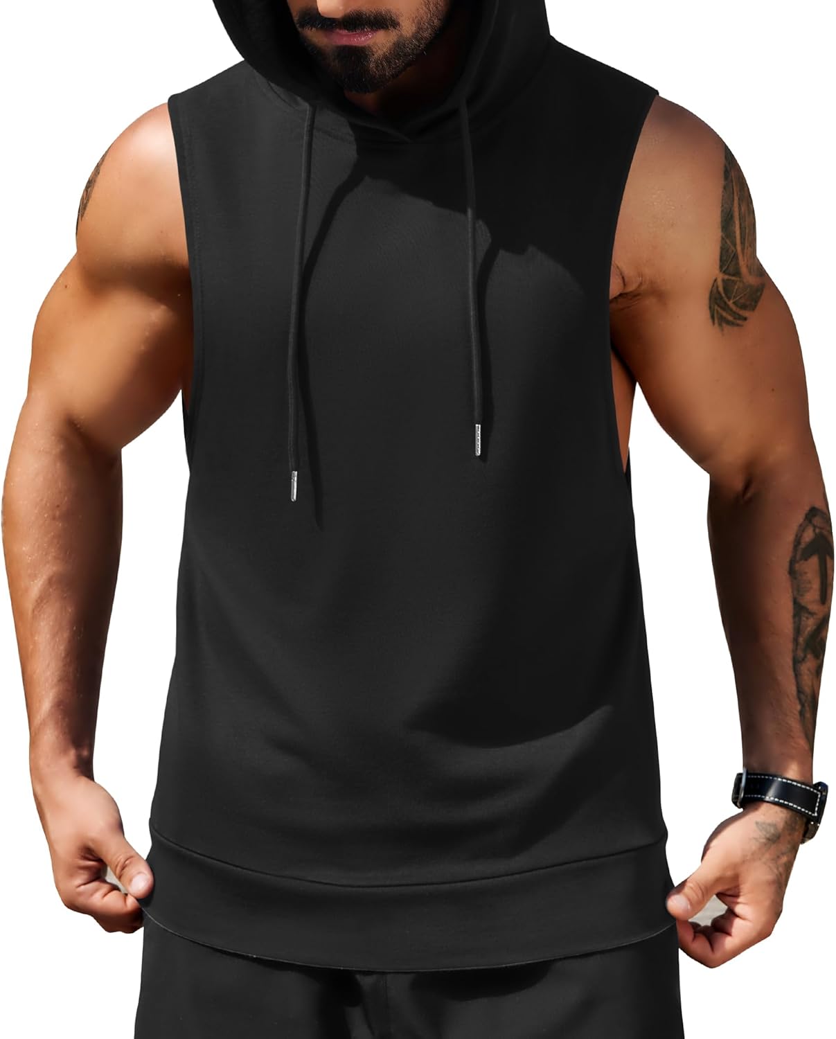 COOFANDY Men's Sleeveless Hooded Tank - Train in Style!