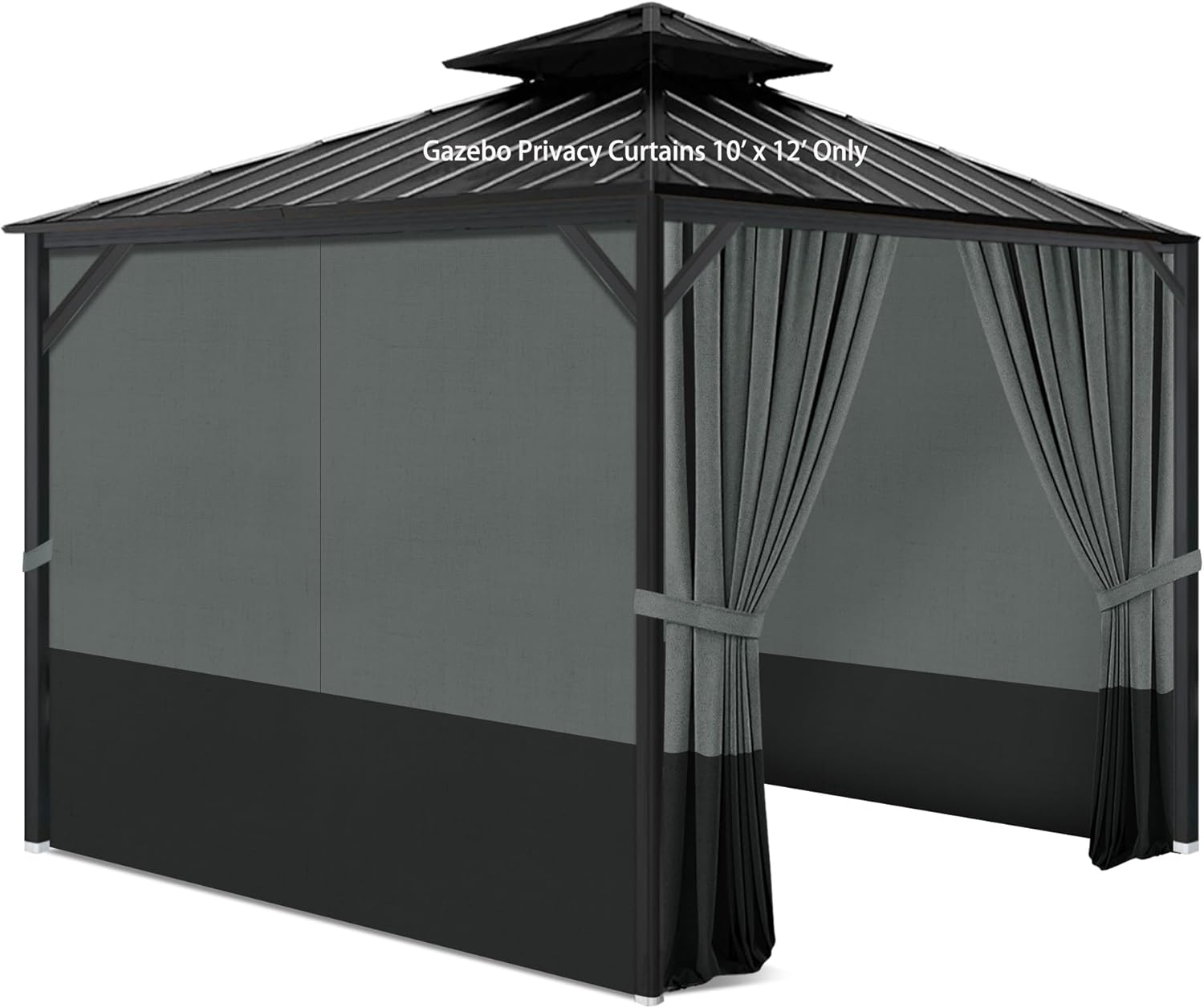 Gazebo Privacy Curtains 10ft x 12ft with Zipper for Outdoor Use