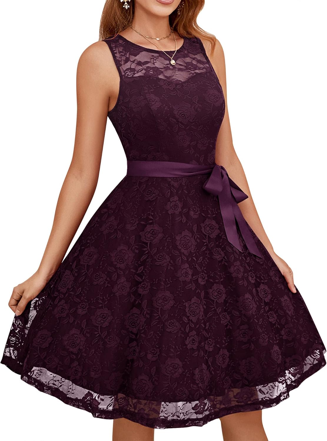Floral Lace Dress for Women - Short Bridesmaid Dress Style