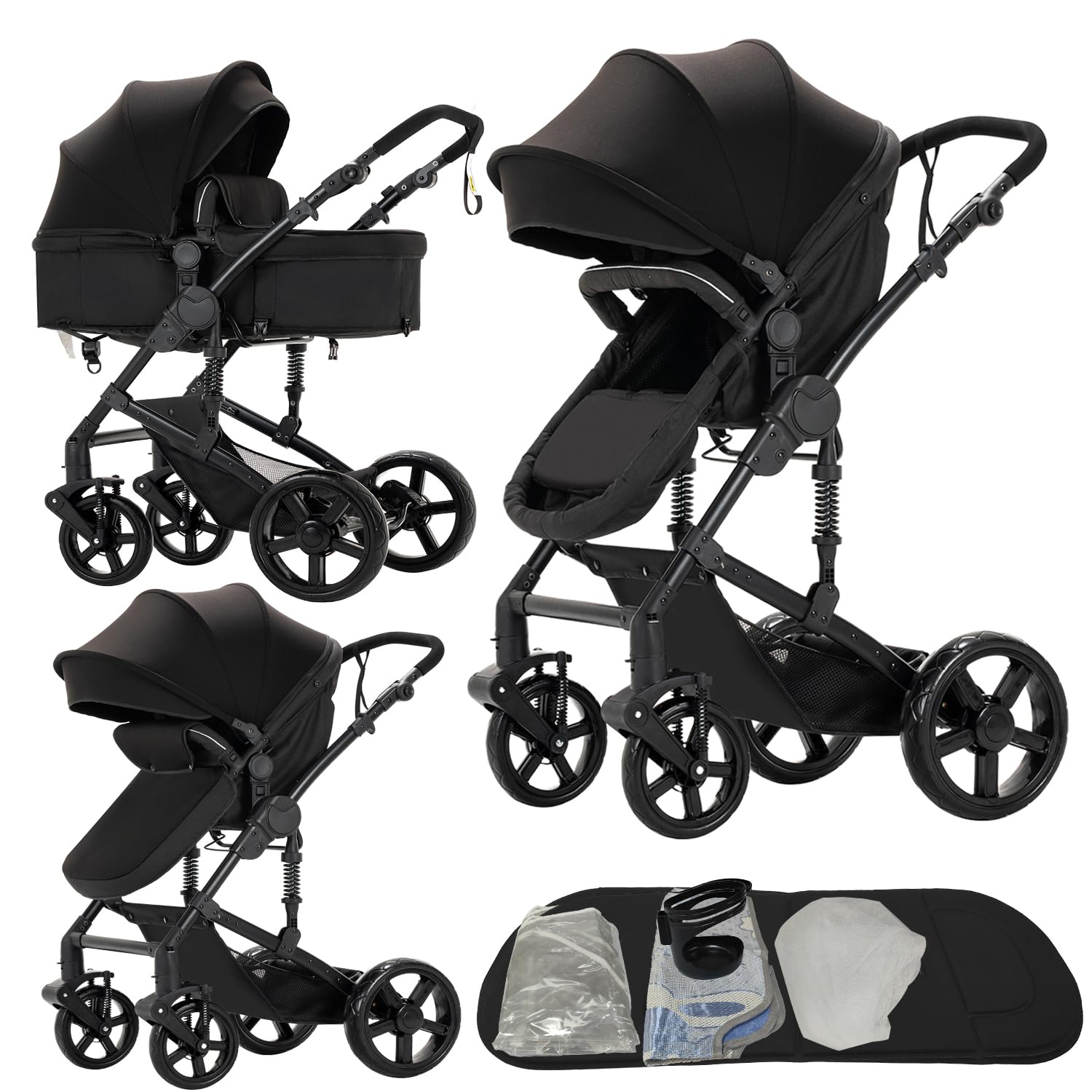 2 in 1 Baby Stroller with High View Design and Shock Absorption