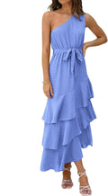 Women's One Shoulder Floral Midi Sundress - Flowy Boho Style