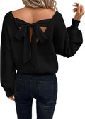 Womens Pullover Sweaters Casual Long Sleeve V Neck Loose Fit Knit Tops