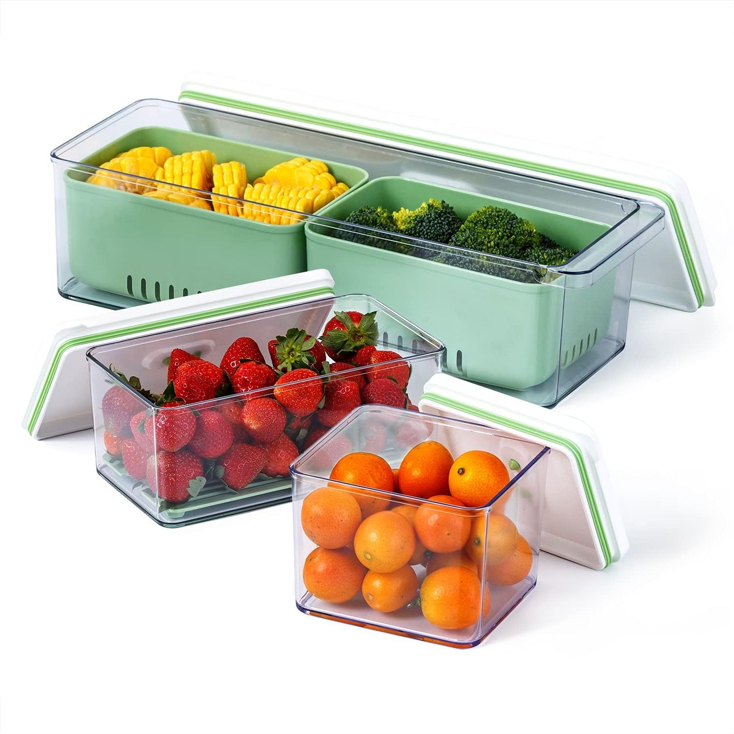 Lille Home Stackable Produce Saver Set of Three for Freshness