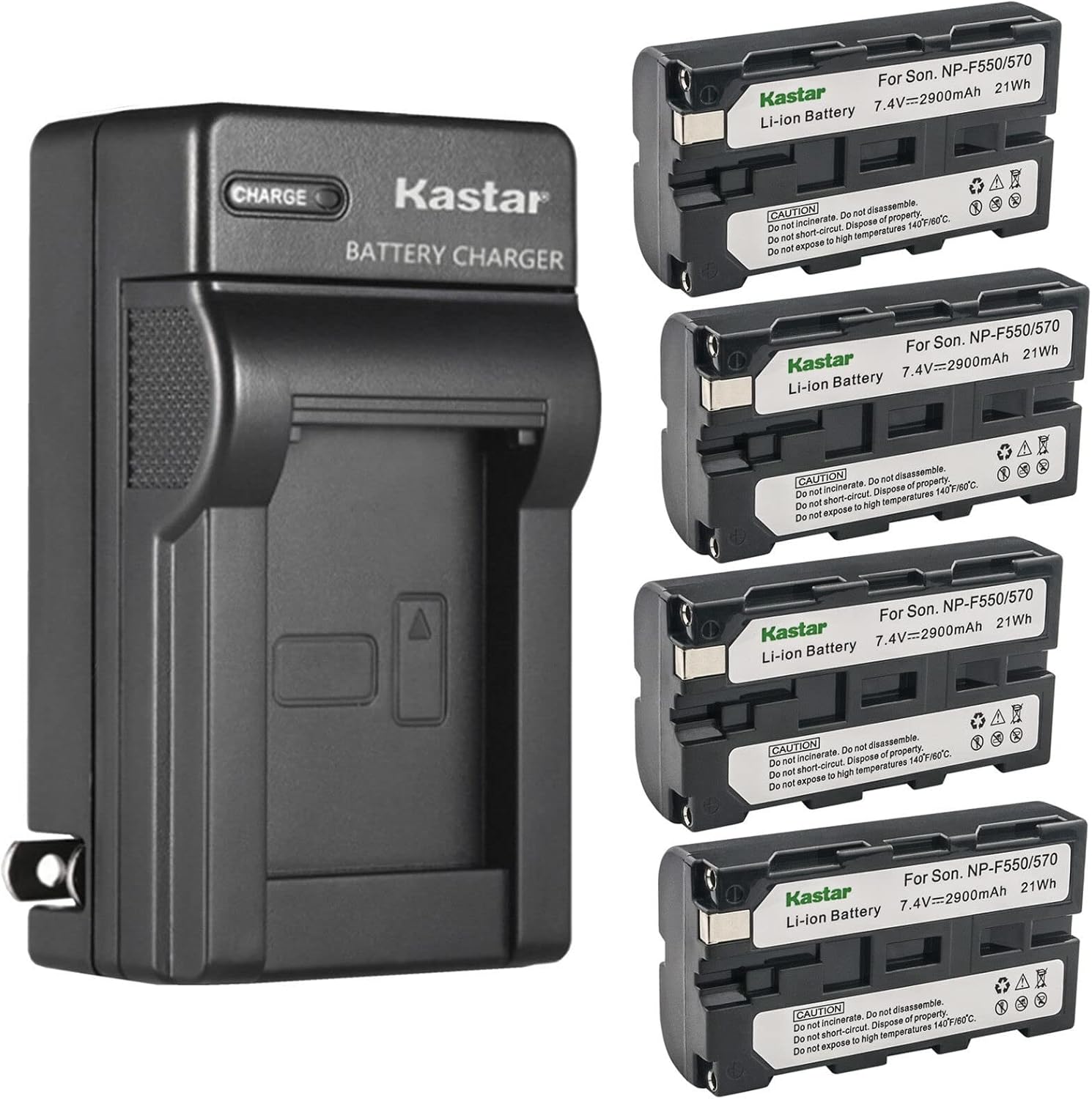 Kastar 4-Pack Battery and AC Wall Charger for Sony Cameras