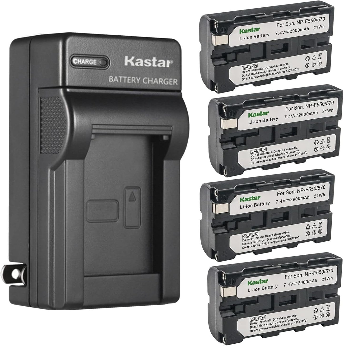 Kastar 4-Pack Battery and AC Wall Charger for Sony Cameras