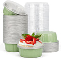 Beasea Disposable Ramekins 8oz Pea Green Aluminum Foil Cups with Lids