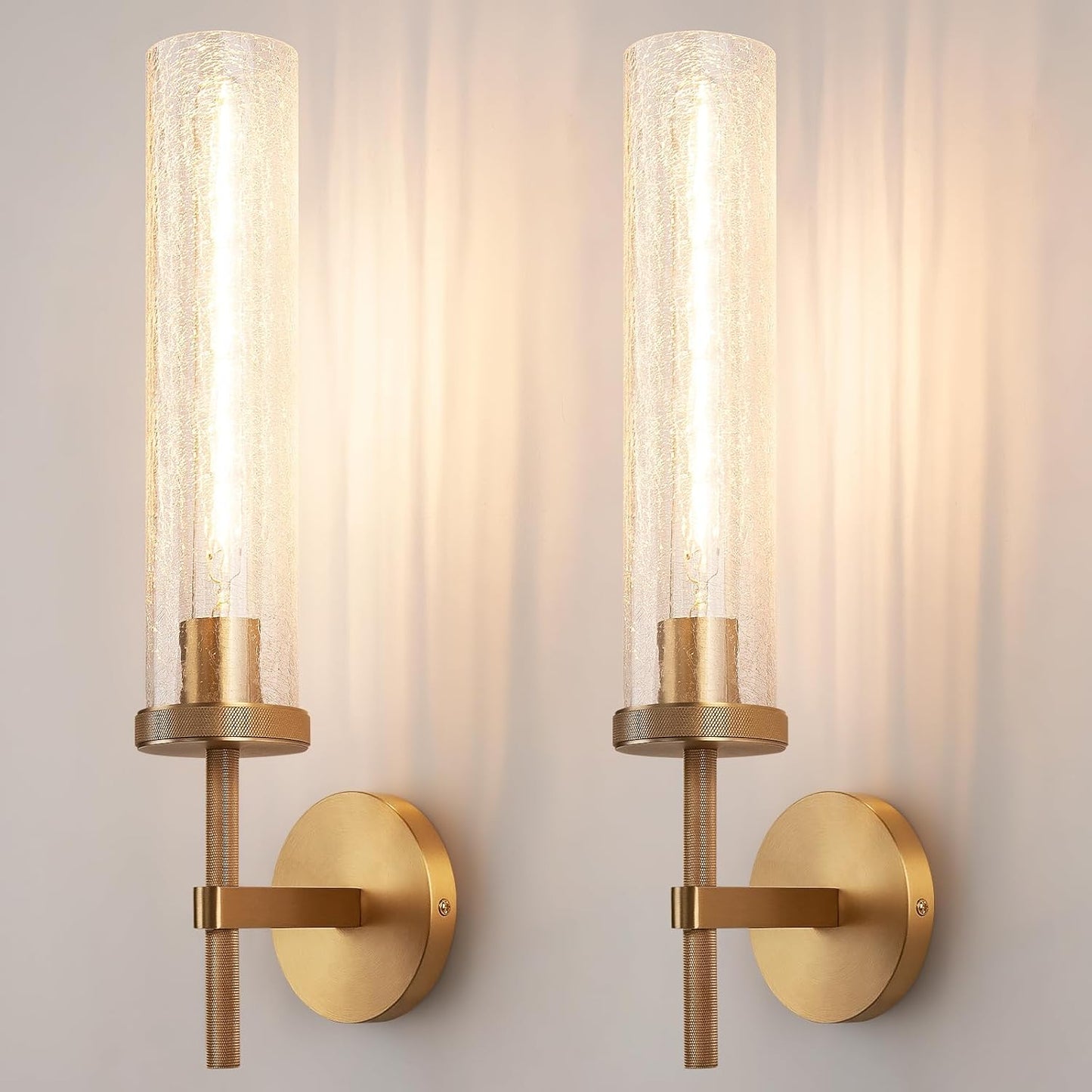 19.5 Knurled Brass Wall Sconces Set of 2 for Modern Lighting