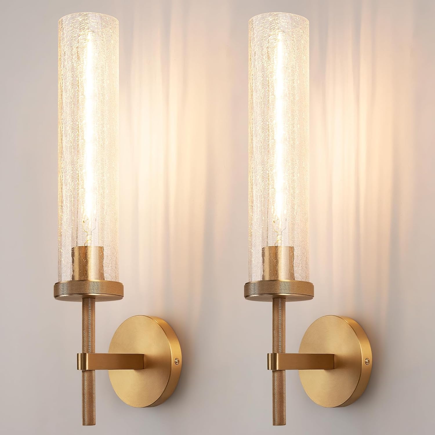19.5 Knurled Brass Wall Sconces Set of 2 for Modern Lighting