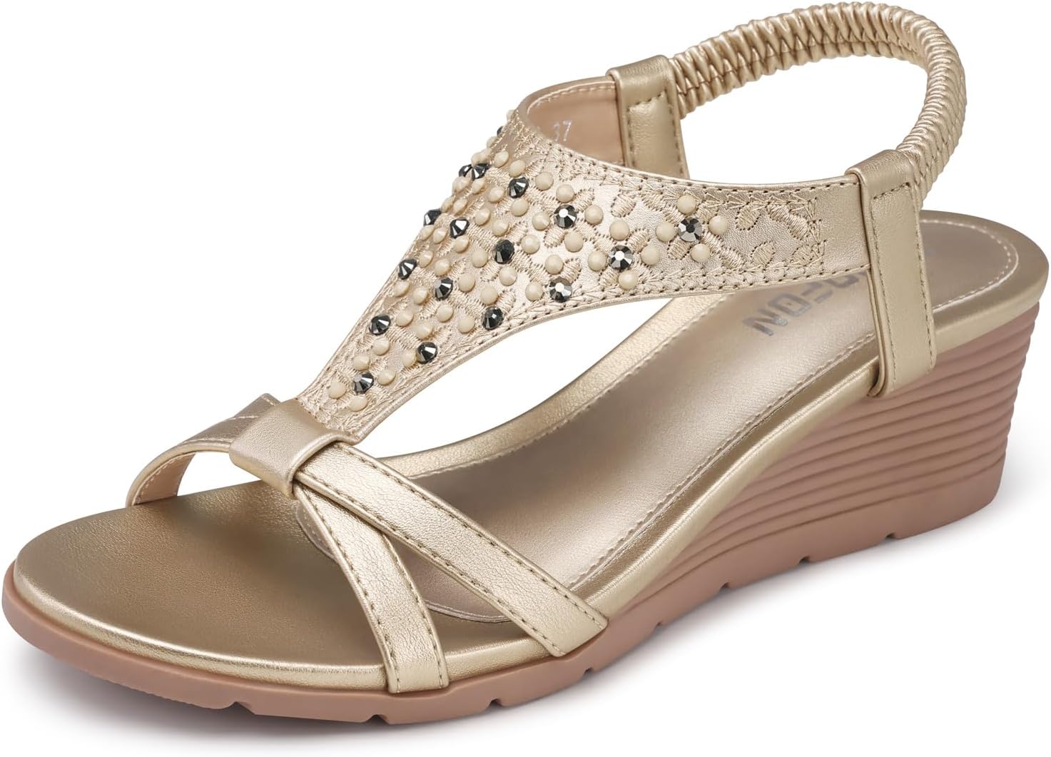 TEMOFON Women's Low Wedge Heels Summer Dressy Platform Sandals