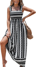 CUPSHE Maxi Dress Ditsy Floral Smocked Sundress - Lightweight Summer