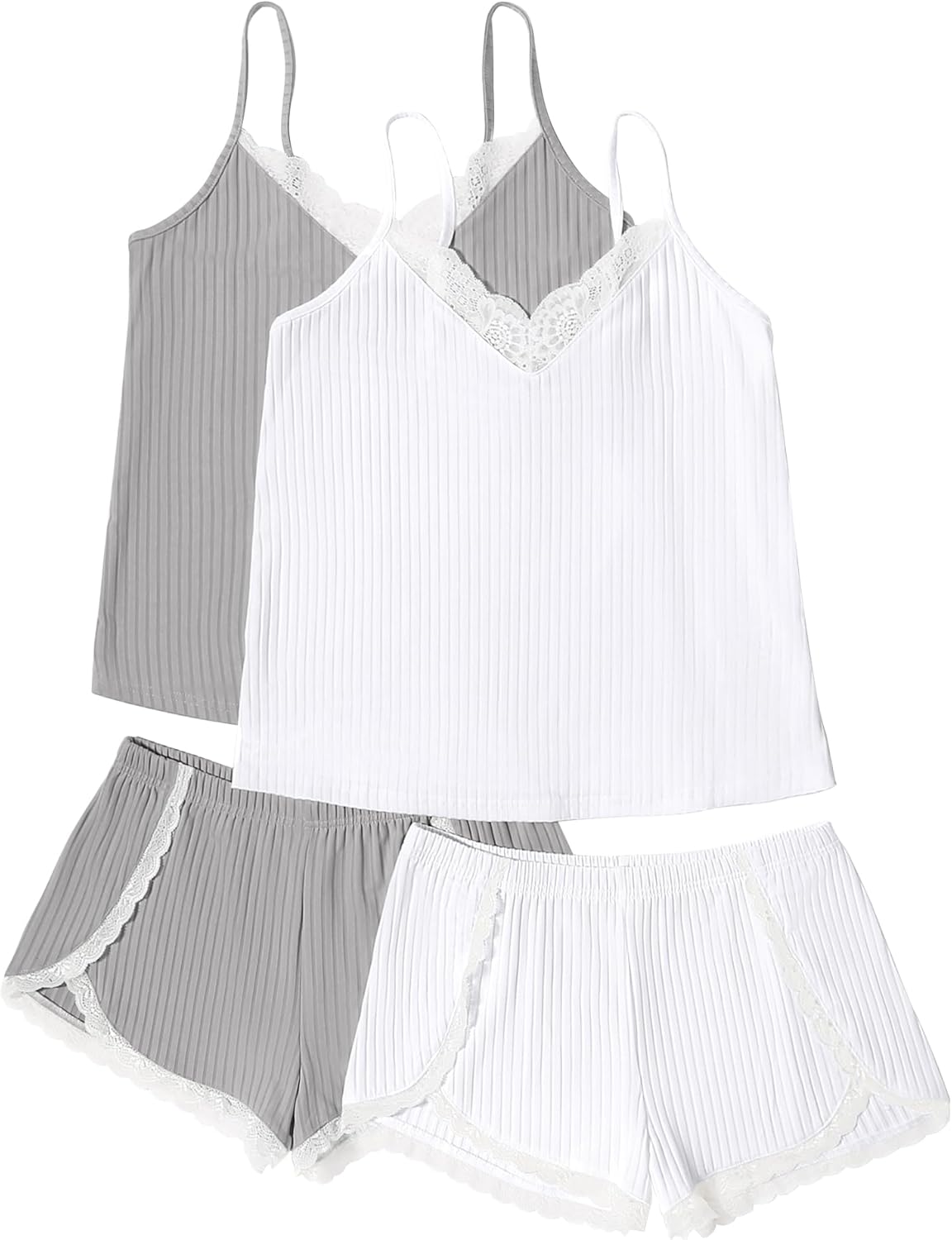 Ekouaer Womens Pajama Sets Soft Lingerie Sleepwear Cami Shorts