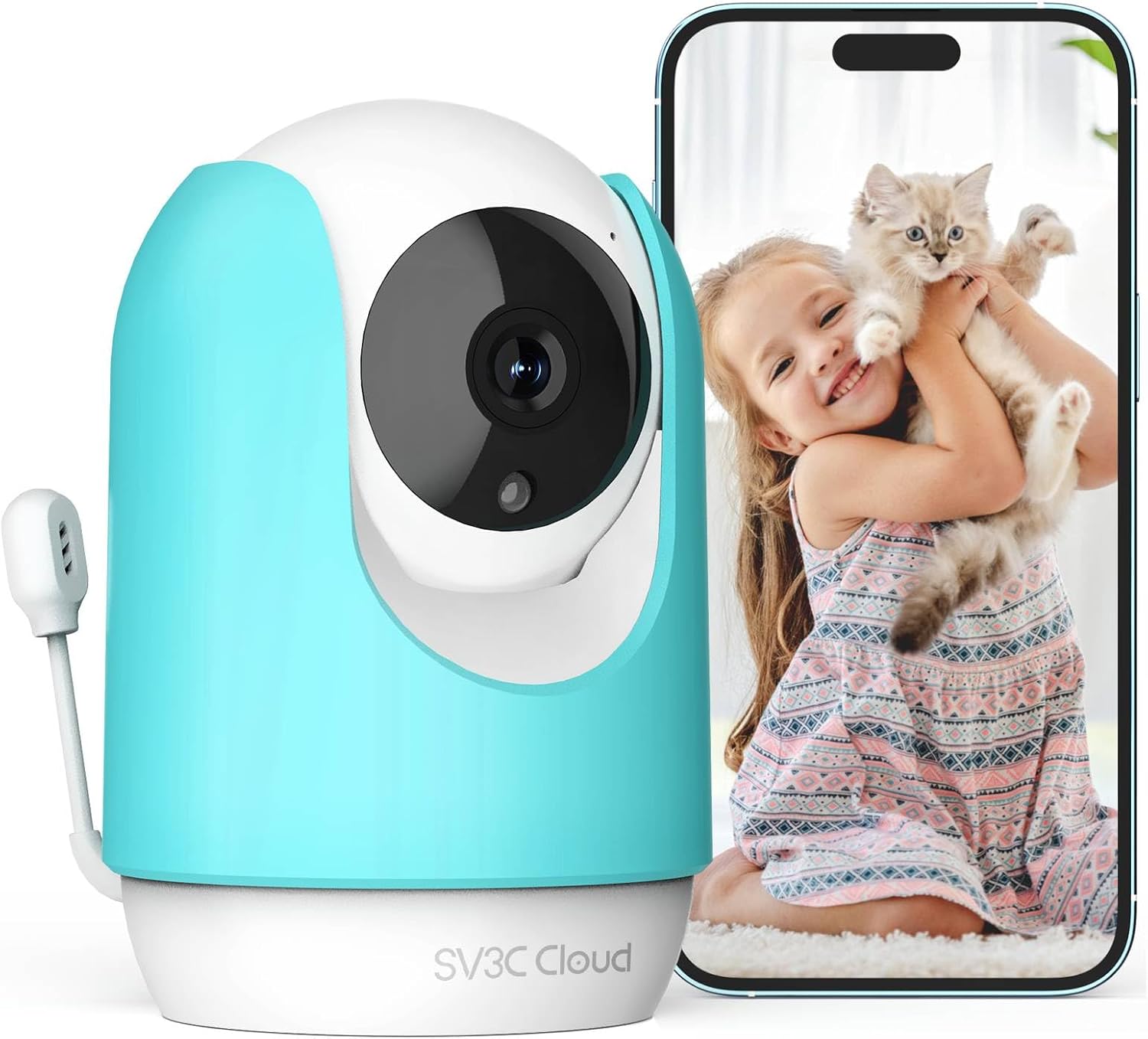 SV3C 2K WiFi Pet Cam: Temp/Humidity, Cry & Motion Detect