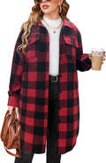 Womens Plus Size Flannel Plaid Shirt Jacket - Cozy Lightweight Layer