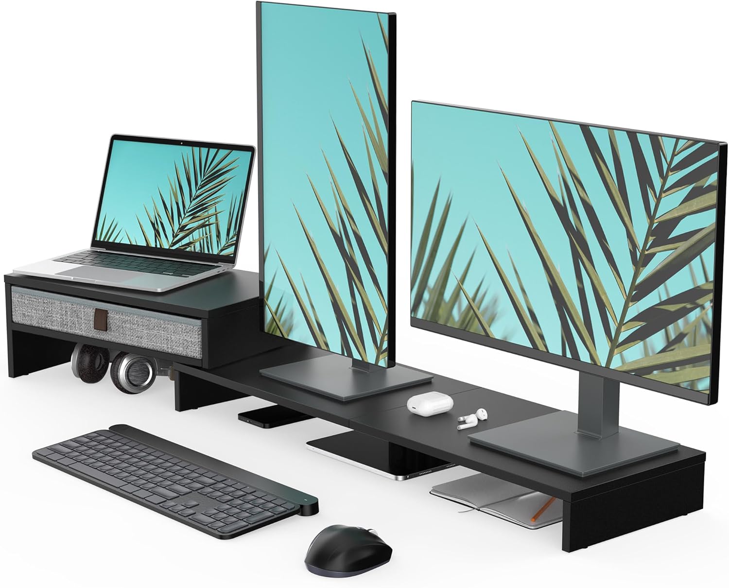 Fenge Computer Monitor Riser Stand with Drawer for 2-3 Monitors