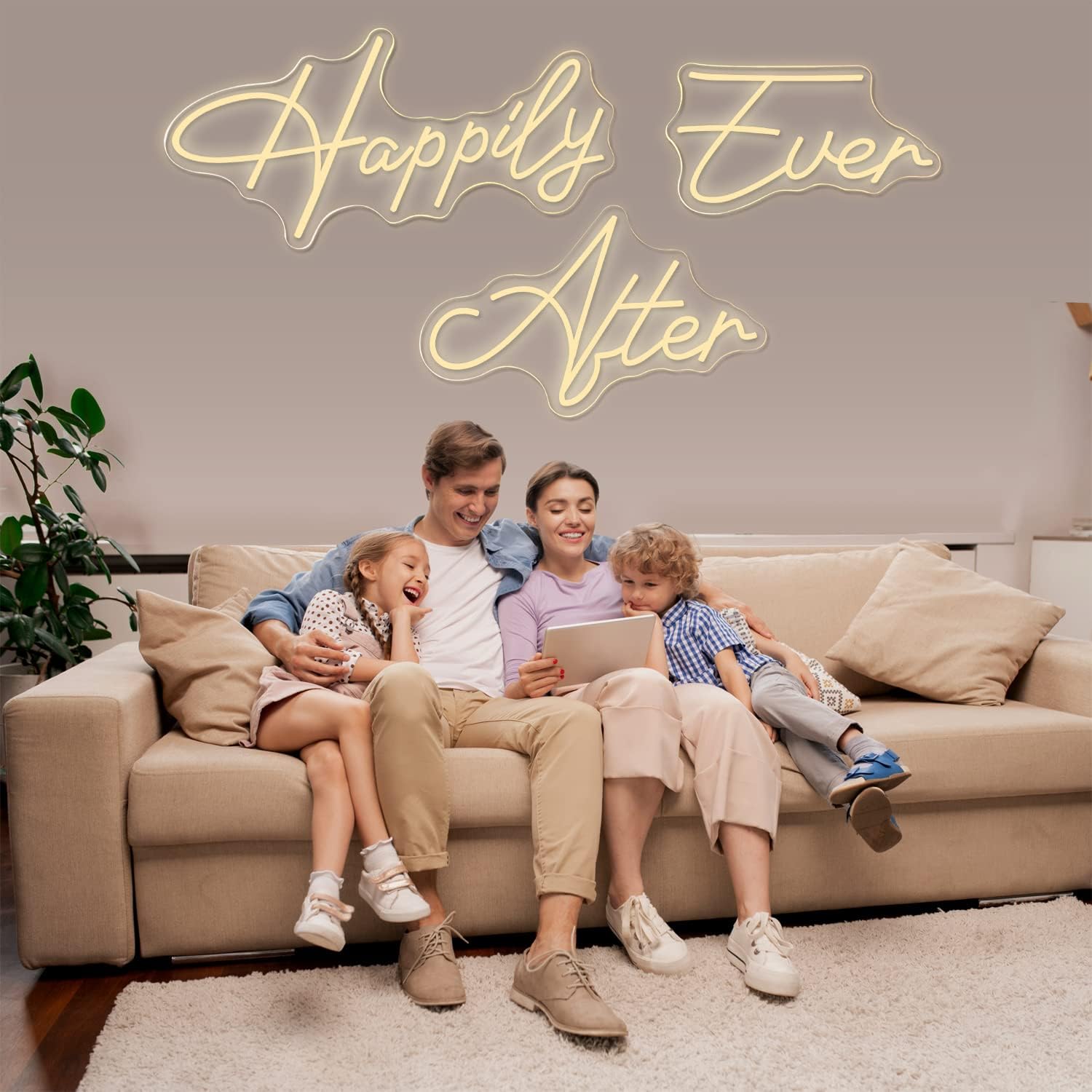 Super Large Neon Sign Happily Ever After for Home Decor