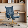 MOJAY Mid-Back Ergonomic Leather Office Chair - Comfortable Gold Frame