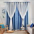 Star Curtains for Bedroom & Living Room - Blue Blackout Panels
