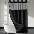 Black Shower Curtain No Hooks with Snap-in Liner - Hotel Grade 71W x