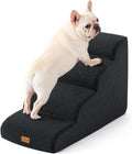 Dog Stairs for Small Dogs 19.7 in 4-Step Black Curved Stairs