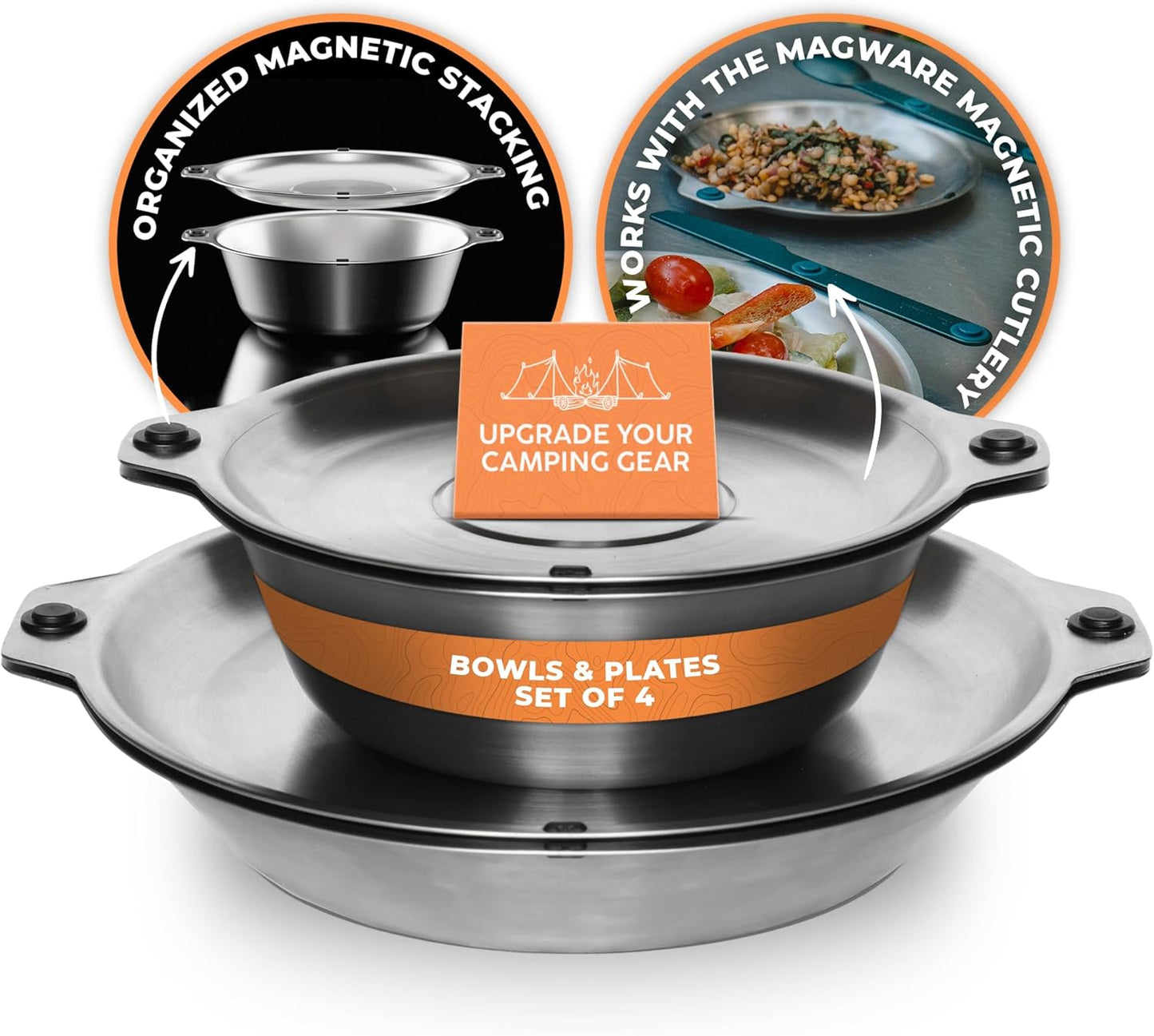 MAGWARE Magnetic Bowls and Plates Set for Outdoor Dining
