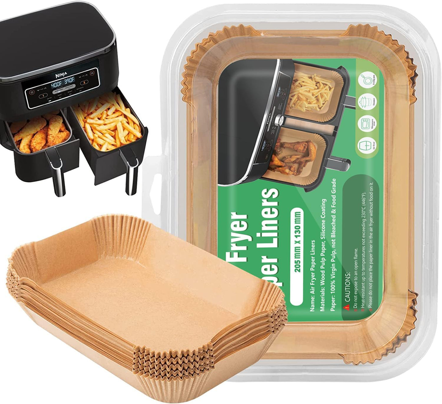 100 Ninja Air Fryer Liners - Non-Stick Parchment for Easy Cooking