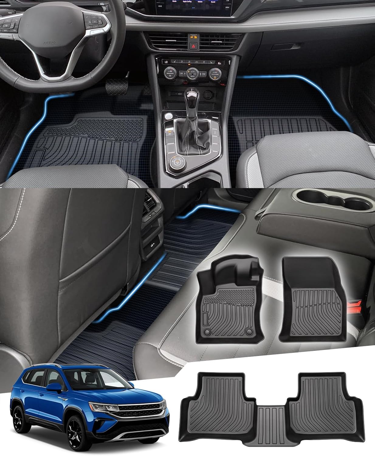 Custom Fit All Weather Floor Mats for Volkswagen Taos 2022 2023