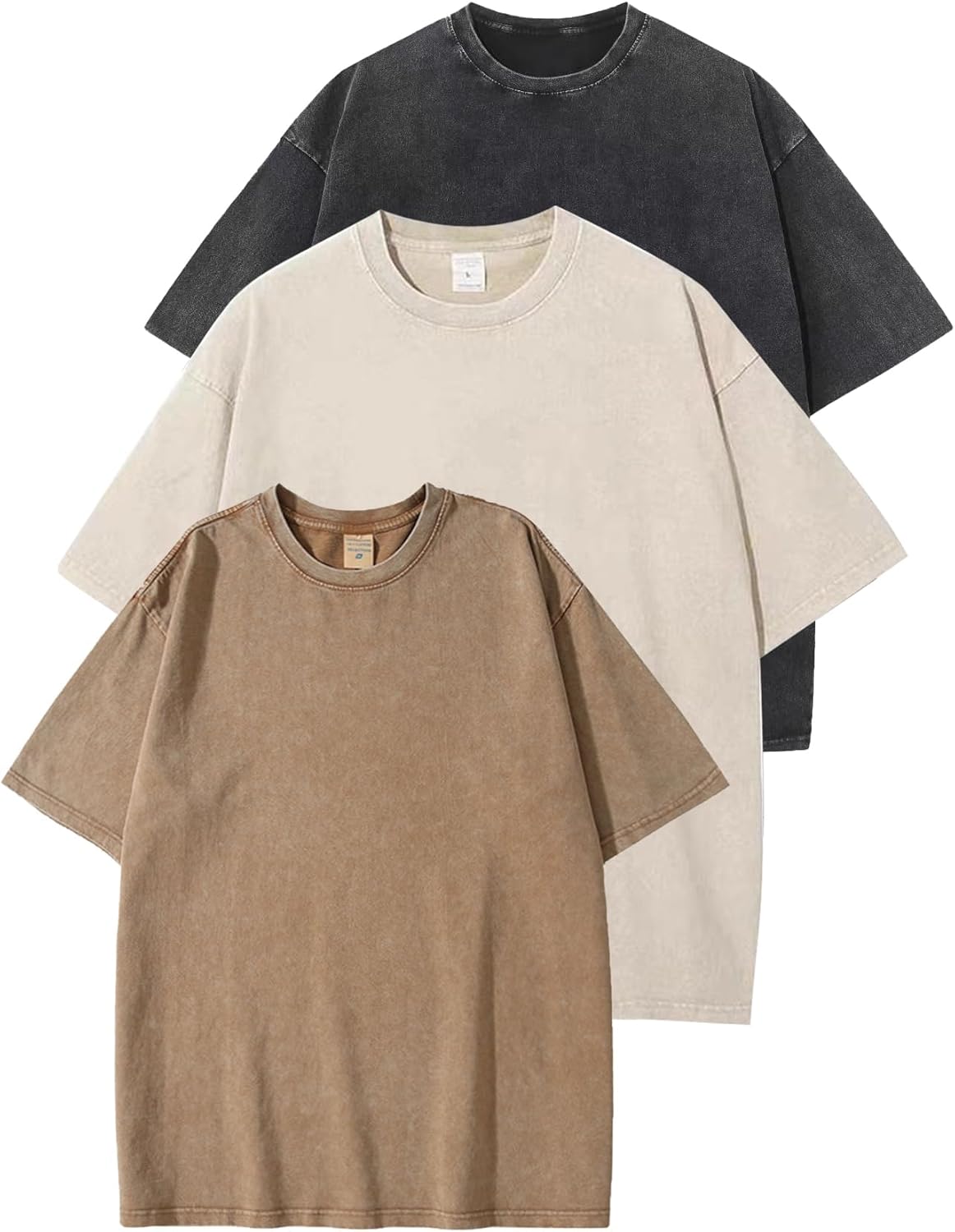 Flygo 3 Pack Men Oversized T Shirts for Casual Streetwear