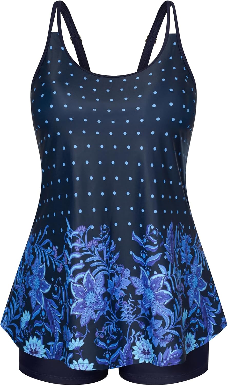 Hanna Nikole Plus Size Tankini Swimsuit for Women with Boy Shorts