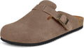 Intini Womens Suede Clogs Mens Leather Mules Cork Footbed Sandals EVA