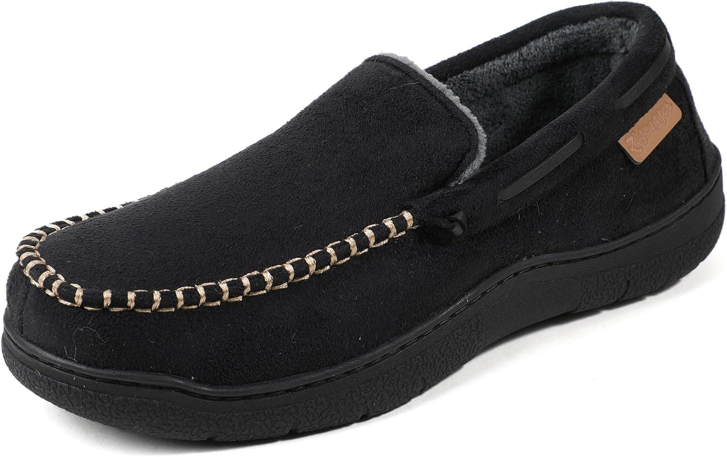 Zigzagger Men's Moccasin Slippers with Memory Foam Comfort