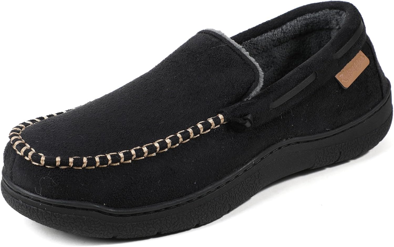 Zigzagger Men's Moccasin Slippers with Memory Foam Comfort