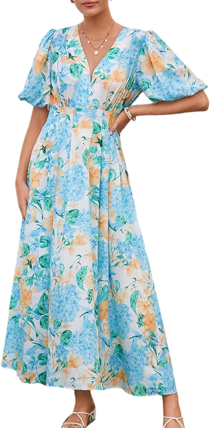 Women's Floral Maxi Dress for Summer and Fall Weddings