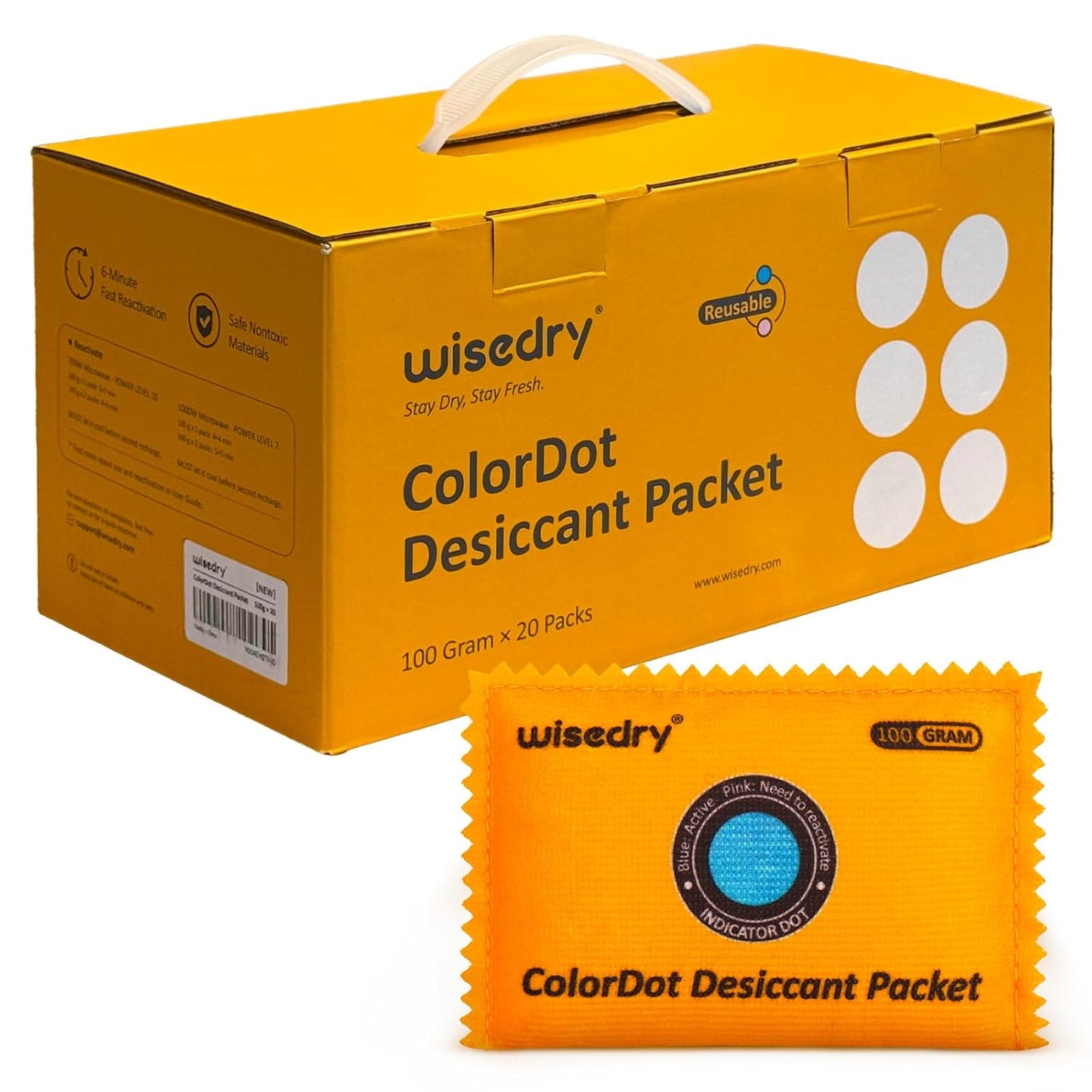 Wisedry Rechargeable Desiccant Packs for Moisture Control Storage