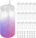 16 PCS Plastic Snow Globe Tumbler 16 oz Double Wall Cups - DIY Glitter