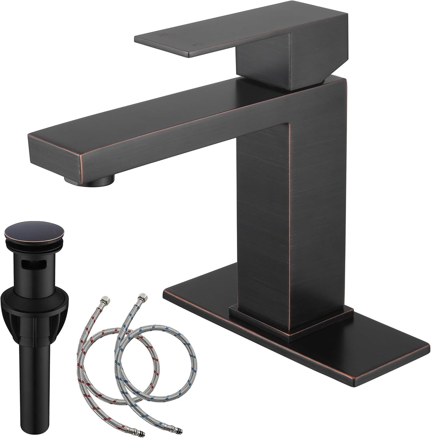 Oil Rubbed Bronze Bathroom Faucet with Pop Up Drain for Elegance