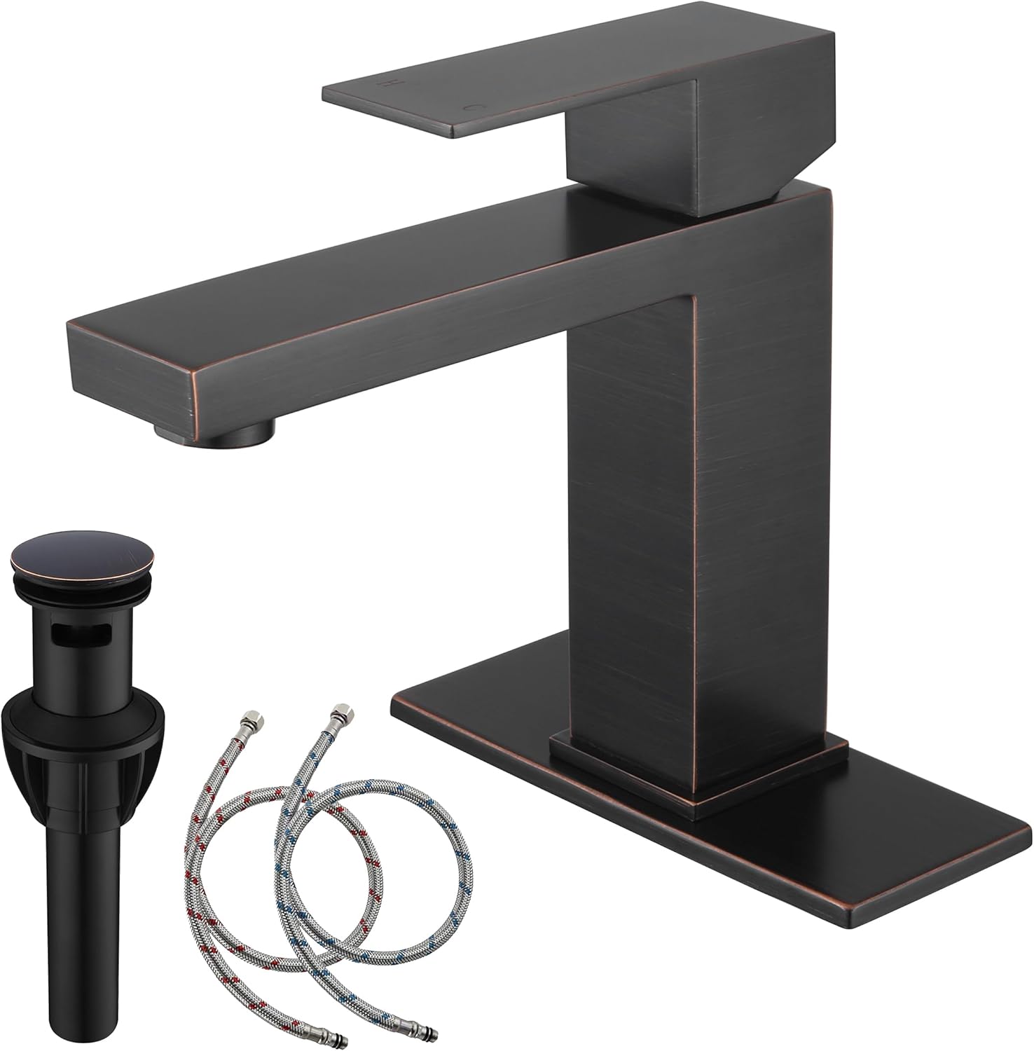 Oil Rubbed Bronze Bathroom Faucet with Pop Up Drain for Elegance