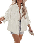 Tutorutor Womens Corduroy Shirt Tunic - Soft Lightweight Oversized