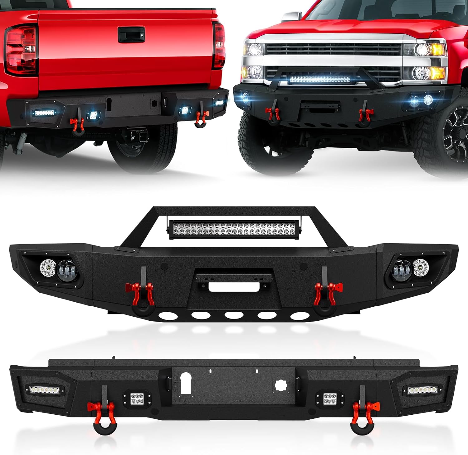 Front and Rear Bumpers for 2015-2019 Chevy Silverado 2500 3500